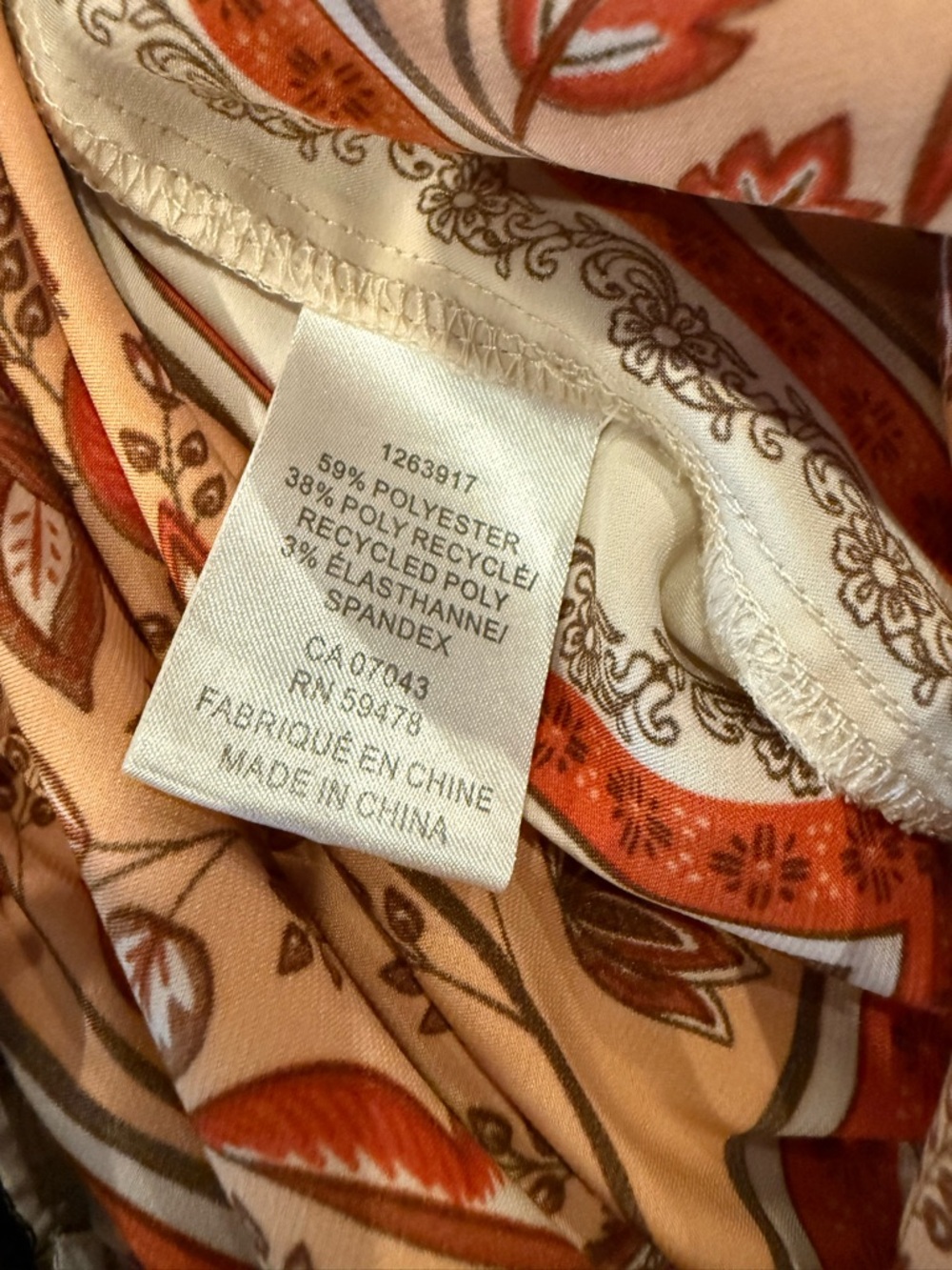 Rachel Zoe Cream Pants with Rust and Brown Floral Panels - Picture 5 of 8